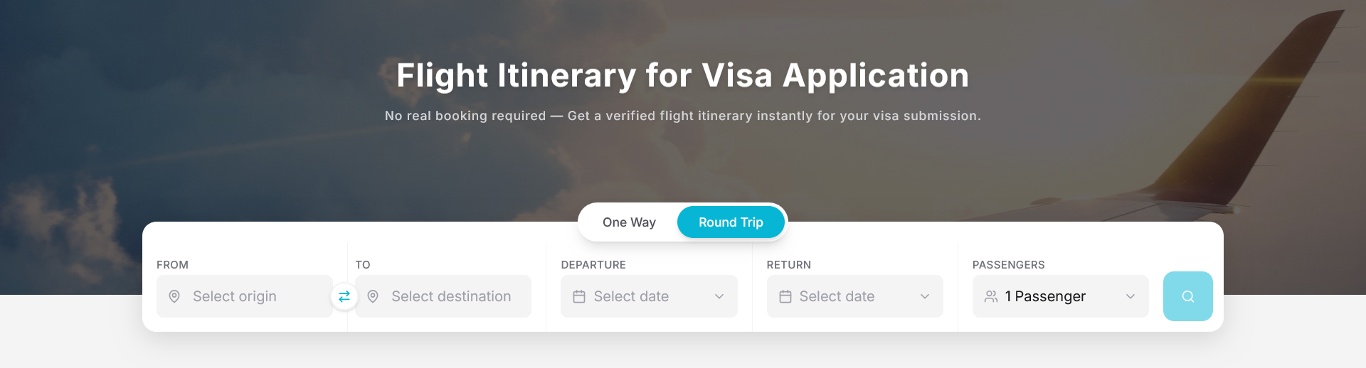 Screenshot of EchoFlights route search form